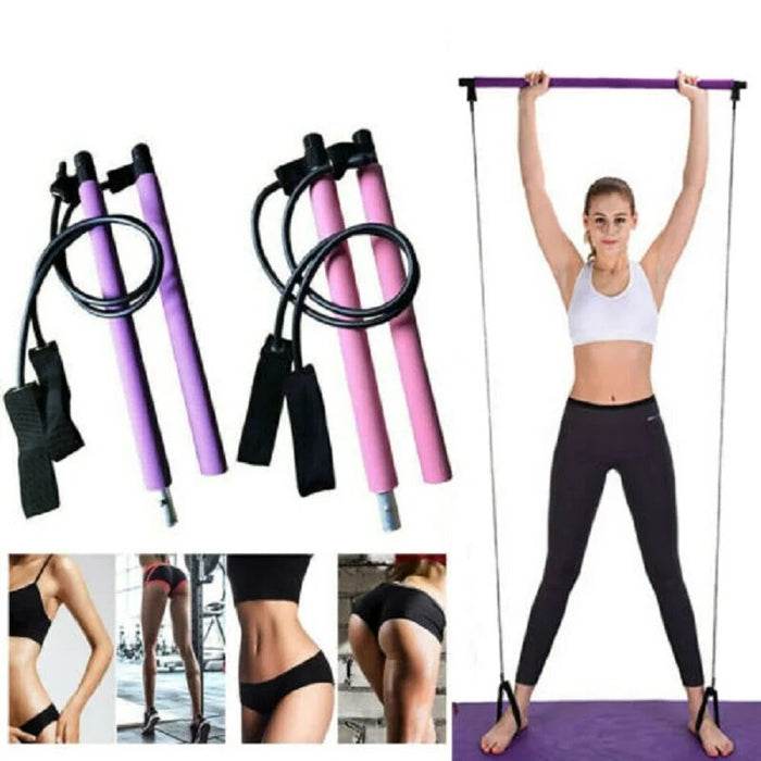 Portable Pilates Bar Kit Stretch Rope Gym Stick Yoga Exercise Trainer Pull Ropes Gym Workout  Elastic Bands For Lose Weight